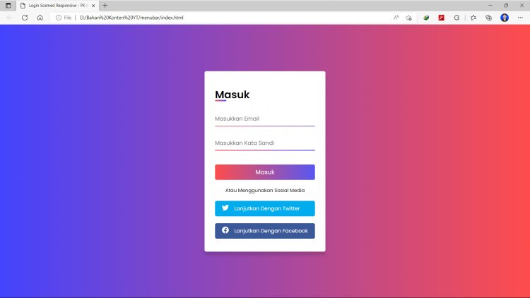 Source Code Form Login Ungu Gradient HTML CSS